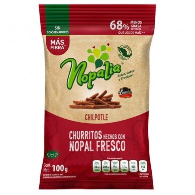 Kukurūzų traškučiai NOPALIA Churritos Chipotle 100g